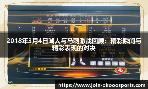2018年3月4日湖人与马刺激战回顾:精彩瞬间与精彩表现的对决
